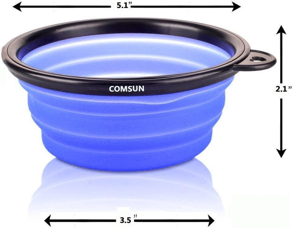 3-Pack Collapsible Dog Bowl, Foldable Expandable Cup Dish for Pet Cat Food Water Feeding Portable Travel Bowl Blue Green Yellow