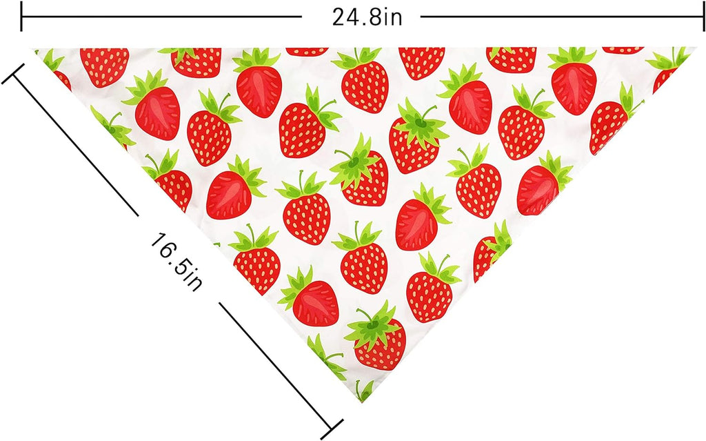 2 Pack Summer Dog Cat Bandana, Strawberry Watermelon Bandana for Small Medium Large Dogs Pets Puppies Pets (Strawberry/Watermelon)