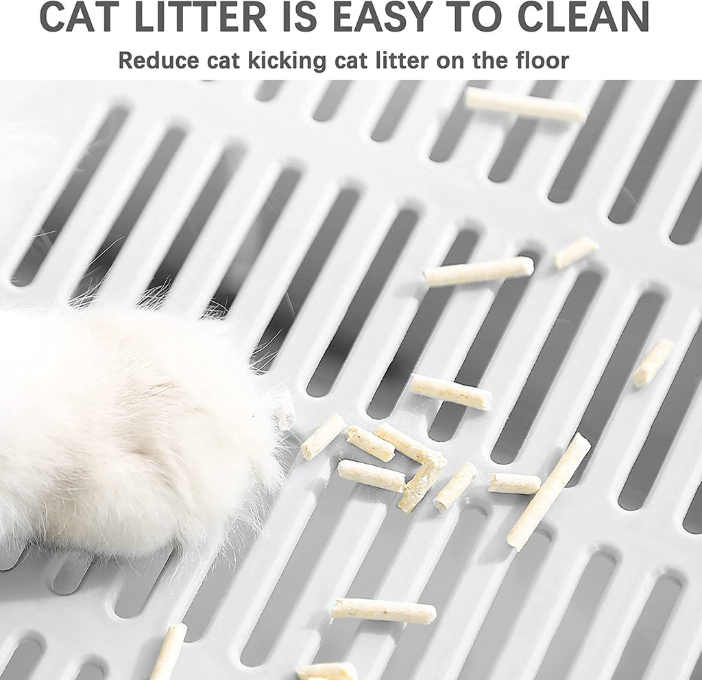 Foldable Portable Travel Extra Large Covered Cat Litter Box with Lid Top Entry Enclosed Anti-Splashing Easy to Clean Kitty Litter Box (Gray)