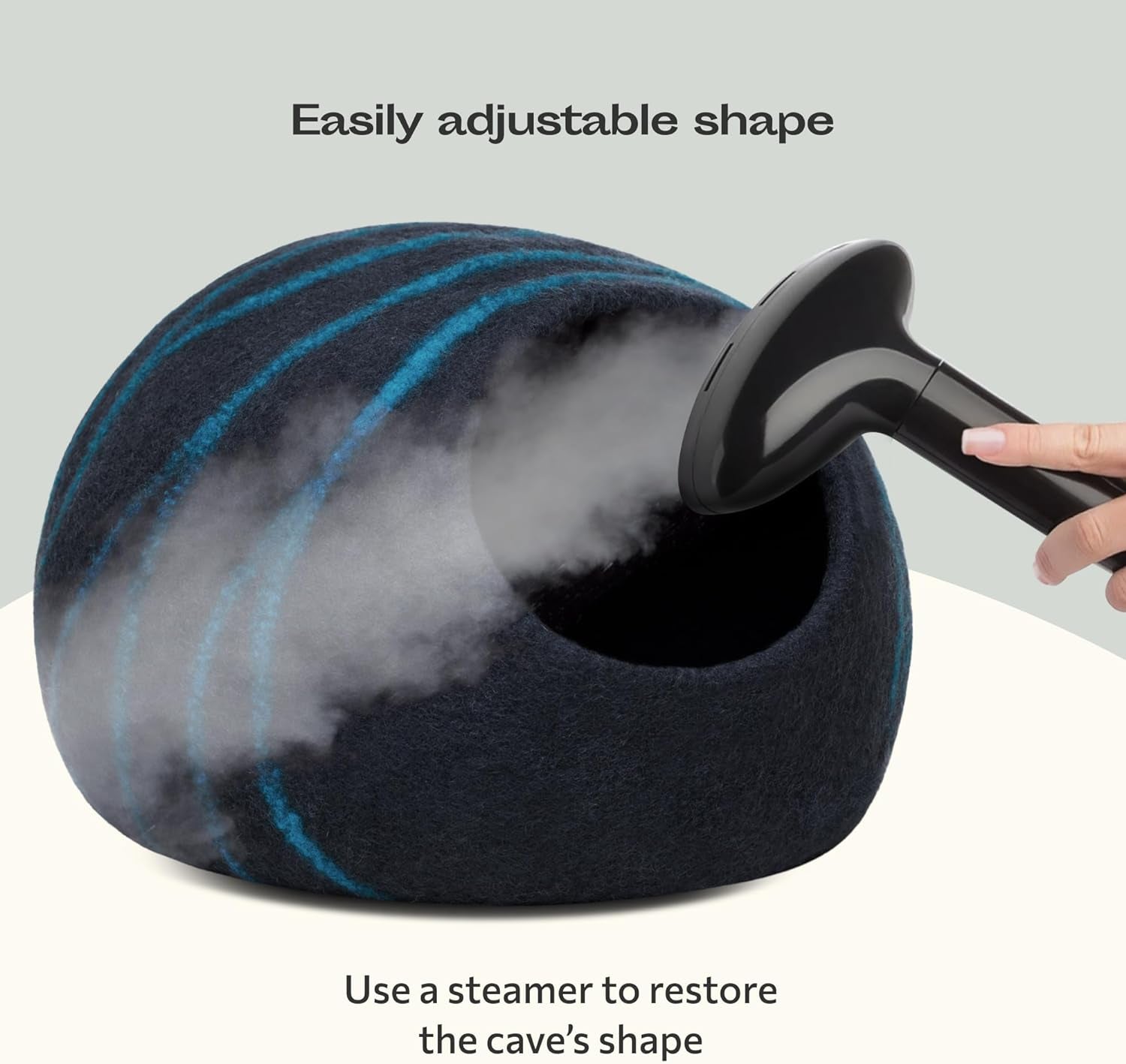 Cat Cave – Premium Felt Cat Bed for Indoor Cats, Handmade 100% Merino Wool, Cat (Large, Black Aqua)