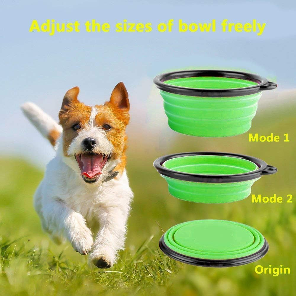 3-Pack Collapsible Dog Bowl, Foldable Expandable Cup Dish for Pet Cat Food Water Feeding Portable Travel Bowl Blue Green Yellow