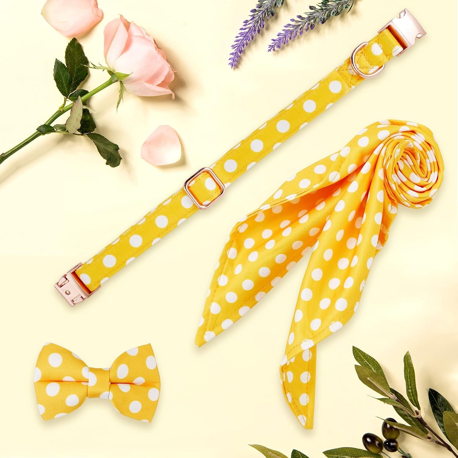 Large Dogs Collar Cute, Girl Dog Collar with Bow Tie, Fall Dog Bandana Collar, Bowtie Dog Collar for Medium Dogs, Female Dog Collar Christmas, Dog Girl Collar Yellow for Medium and Large Dogs