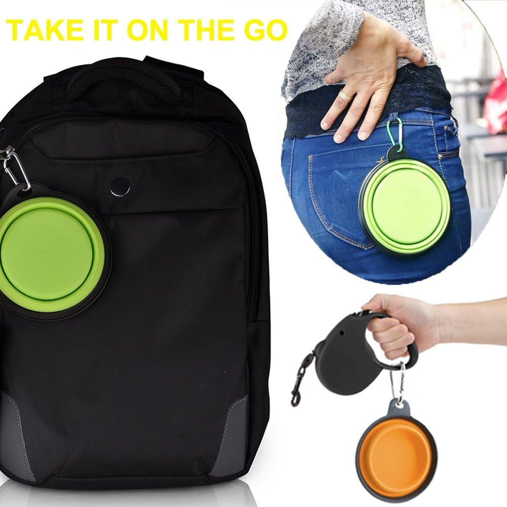 3-Pack Collapsible Dog Bowl, Foldable Expandable Cup Dish for Pet Cat Food Water Feeding Portable Travel Bowl Blue Green Yellow