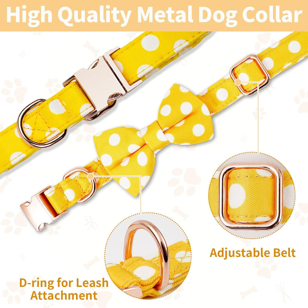 Large Dogs Collar Cute, Girl Dog Collar with Bow Tie, Fall Dog Bandana Collar, Bowtie Dog Collar for Medium Dogs, Female Dog Collar Christmas, Dog Girl Collar Yellow for Medium and Large Dogs