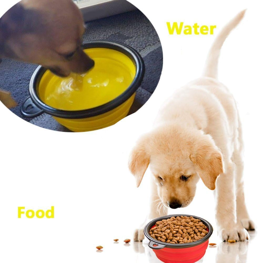 3-Pack Collapsible Dog Bowl, Foldable Expandable Cup Dish for Pet Cat Food Water Feeding Portable Travel Bowl Blue Green Yellow