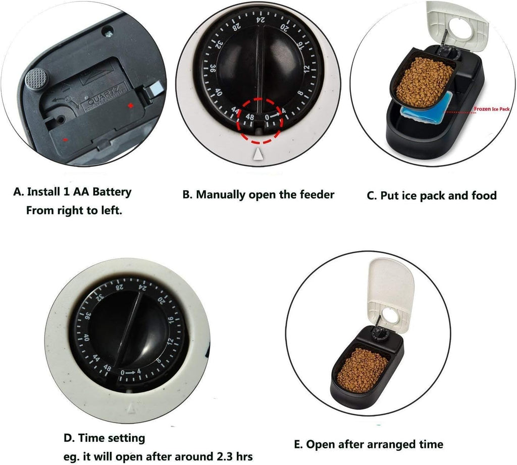 Automatic Pet Feeder for Dogs and Cats, 1.5 Cup Food Dispenser Feeder with 48-Hour Timer - Single