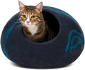 Cat Cave – Premium Felt Cat Bed for Indoor Cats, Handmade 100% Merino Wool, Cat (Large, Black Aqua)